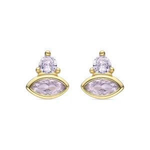 Luxenter Surko oorbellen met glanzende zirkonia in 18 kt. geel goud