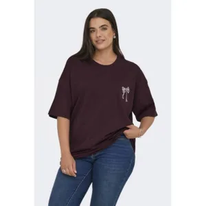 ONLY CARMAKOMA T-shirt met backprint donkerrood