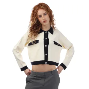 Boss Dames/Dames Femolia Gebreide Cropped Jas (Crème/Zwart)