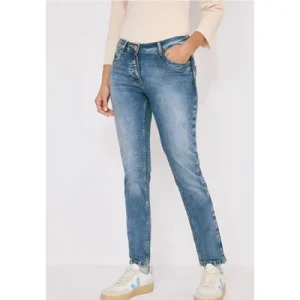 Cecil Dames Slim fit jeans met detail in Blauw