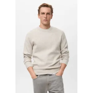 Mango Man trui rib gebreid beige