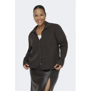 ONLY CARMAKOMA gebreid vest bruin