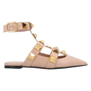 Valentino Garavani Slippers & Mules – Pointed Toe Ballerinas With Roman Stud Rivets And in beige