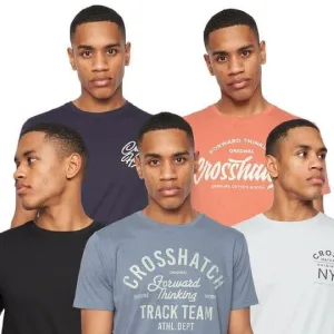 Men’s Crosshatch 5 Pack of Brandax Print T-Shirts in Multi colour