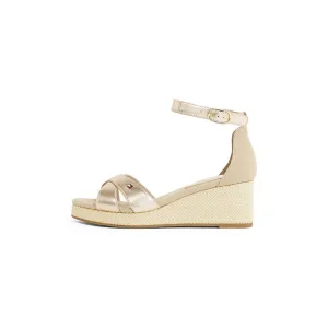 Tommy Hilfiger Sleehaksandaaltjes FLAG METALLIC MID WEDGE ESPAD , bandjessandaal, zomerschoen met verstelbare gesp