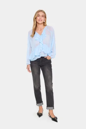 Blouse met lange mouwen Loose fit Chambray Blue