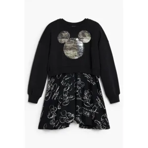 Desigual Minnie Mouse midi jurk met pailletten zwart