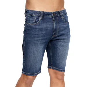 Crosshatch Heren Carpenter Denim Vintage Shorts (Donkere wasbeurt)