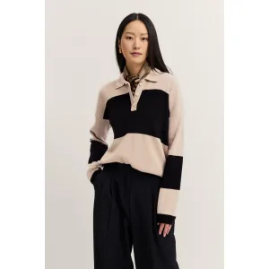 Bugatti Trui met polokraag Gestreept van een kasjmiermix met knoopsluiting