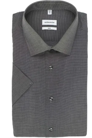 Seidensticker Overhemd Korte mouw donkergrijs