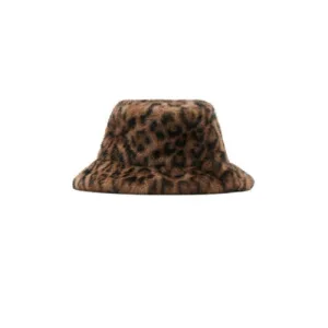 Mango bucket hat met panterprint bruin