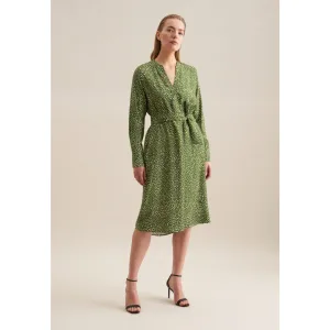 seidensticker Zomerjurk Zwarte roos Lange mouwen kraag print