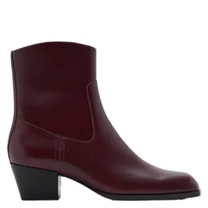 Mango leren enkellaarzen bordeaux