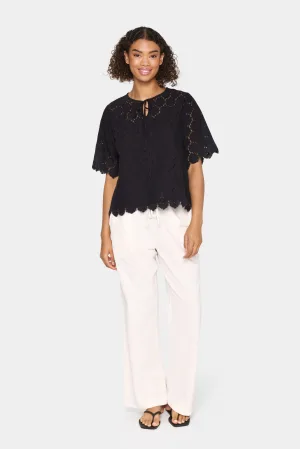 Blouse met korte mouwen Loose fit black