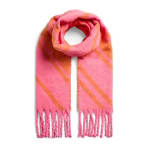 PIECES gestreepte sjaal PCNADIA roze/oranje