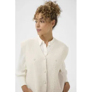 Cream gebreid vest ecru met parels