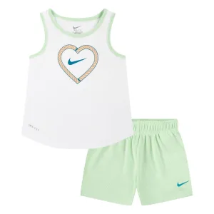 Nike Meisjes Happy Camper Mesh Top & Billen Set (Groen/Wit)