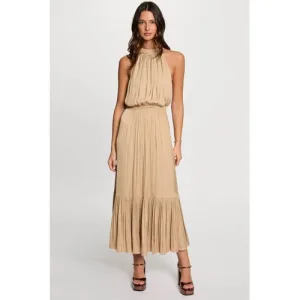 Morgan satijnen jurk beige