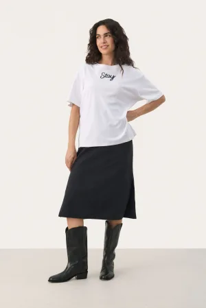 T-shirt Oversize fit White – Dark Navy Stitch white blue