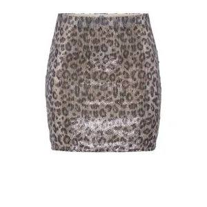 JDY korte rok met panterprint met pailletten bruin