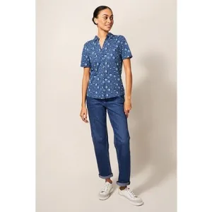 White Stuff Penny Pocket Jersey Shirt Blue Print