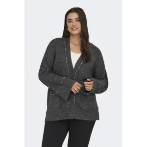 ONLY CARMAKOMA vest antraciet gebreid