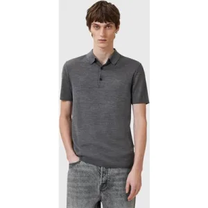 AllSaints Maes Merino Ss Polo Monument Grey