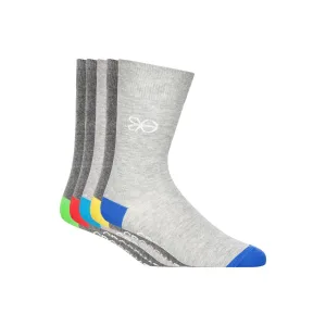 Crosshatch Heren Posical Logo Crew Sokken (Set van 5) (Grijs/Multikleurig)