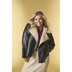 ONLY CARMAKOMA imitatieleren bikerjack zwart