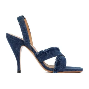 Off-White Sandalen – Blue Cotton Curvy Heel Denim Sandal in blauw