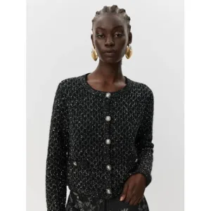 Sofie Schnoor gebreid vest zwart met glitter