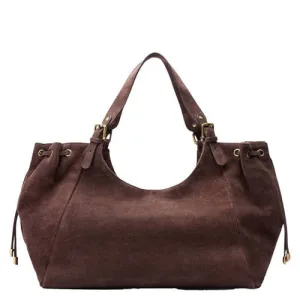 Manfield suède schoudertas bruin