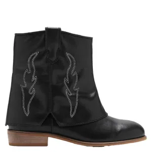 Mango Kids leren laarzen met flap zwart