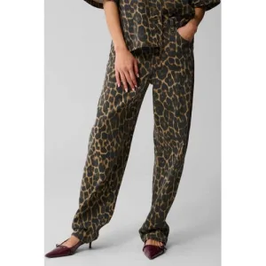 Shoeby high waist barrel jeans met panterprint bruin