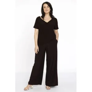 YOEK loose fit broek DOLCE van travelstof bruin