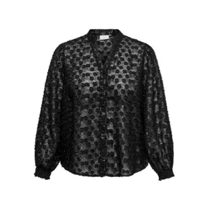 ONLY CARMAKOMA blouse met stippen zwart met glitter