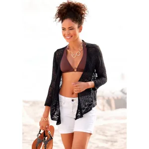 s.Oliver RED LABEL Beachwear Vest in luchtige haak-look, zomerse cardigan, losse pasvorm