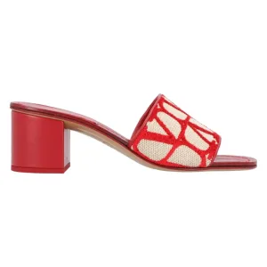 Valentino Garavani Sandalen – Vlogo Heel Slides Red in rood