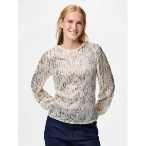 PIECES top ecru met pailletten