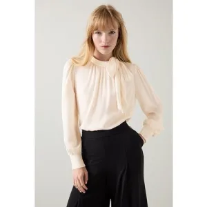 LK Bennett Marcy Rib Blous Ecru