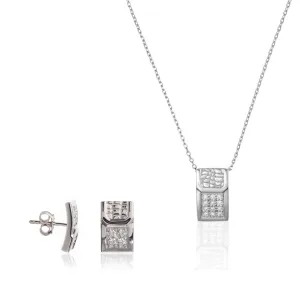 Orphelia Dames 925 Sterling Zilveren Set: Ketting-Hangar + Oorbellen – Zilver SET-5902