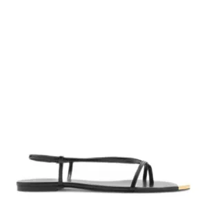 Mango leren sandalen zwart