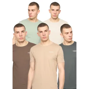 Crosshatch Heren Basicnatural T-shirt (Verpakking van 5) (Off White/Stone/Brown/Sage/Dark Olive)