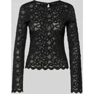 Pieces Regular fit blousetop van transparant kant, model ‘JOHANNE’