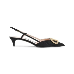 Valentino Garavani Sandalen – Ornate Buckle-Embellished Viscose Pumps in zwart