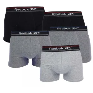 Reebok Heren sport boxershorts (5-pack) (Grijs/Zwart/Donkergrijs)