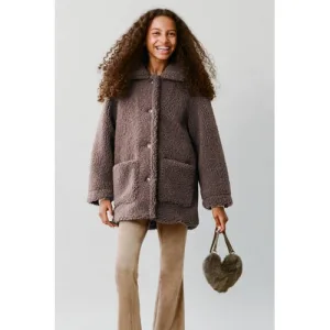 Mango Kids teddy jas donkerbruin