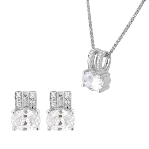 Orphelia ‘Alena’ Dames 925 Sterling Zilveren Set: Ketting-Hanger + Oorbellen – Zilver SET-7122