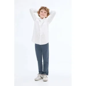 Mango Kids straight casual broek middenblauw