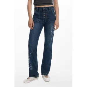 Desigual high waist bootcut jeans dark blue denim